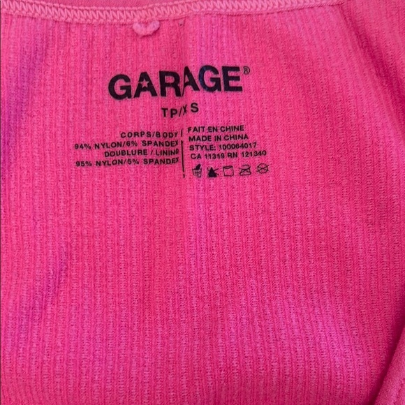 Garage Pink Ribbed Women's Crop Top - Picture 2 of 3